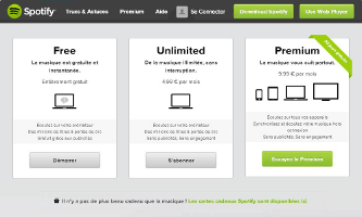 Offre Spotify freemium (capture d'écran)